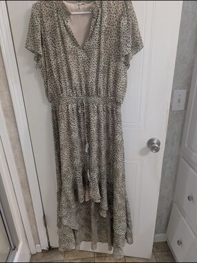 Olivia Gray Leopard Print V-Neck High-Low Maxi Dress